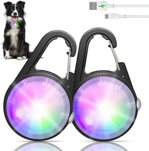 Dog Collar Light, 4 Modes Dog Lights for Night Walking, Rechargeable LED Pet Collar Light for Nighttime Clip on, IP68 Waterproof Pet Walking Accessories-2 Pack(Black) - Image 1