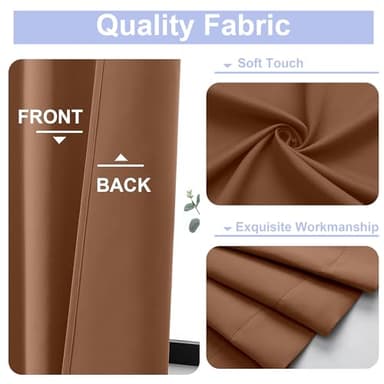 Simplebrand Ava Sun Baked Blackout Curtains for Bedroom 63 Inch Length 2 Panels, Solid Thermal Insulated Energy Saving Rod Pocket Window Treatment Curtains Blackout Drapes, W40 x L63 Inch, Sun Baked - Image 3