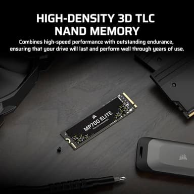 Corsair MP700 Elite 2TB PCIe 5.0 x4 NVMe M.2 SSD – Up to 10,000MB/sec – High-Density 3D TLC NAND – M.2 2280 - DirectStorage Compatible – Black - Image 5