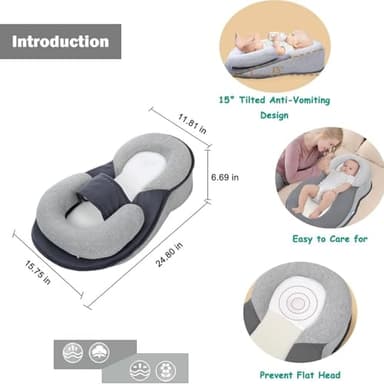 Baby Wedge Pillow - Acid Reflux Pillow, Multi-Purpose Feeding Pillow, Reflux Pillow for Baby to Reduce Spit-Up & Digestive Discomfort - Image 3