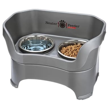 Neater Pet Brands Neater Feeder Deluxe Mess Proof Dog Bowls Elevated for Large Dogs Over 40 lbs, Made in USA, No Spill Raised Dog Food Bowl Stand Feeding Station, Food and Water Bowl Set, Grey - Image 1