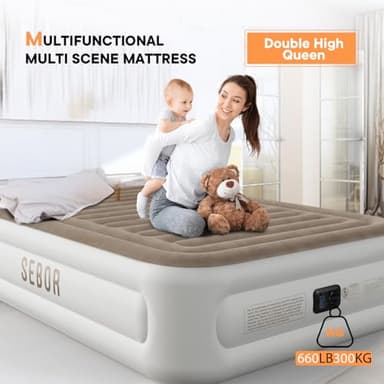 Sebor Air Mattress Queen with Built in Pump, 18 inch Inflatable Mattress, Weight Capacity of up to 660 lb MAX, Durable Blow Up Mattress for Home&Guests - Image 6