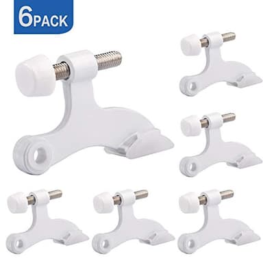 HOMOTEK 6 Pack Hinge Pin White Door Stopper,Adjustable Deluxe Heavy Duty Door Stopper 2-1/2"x1-3/4”,with White Rubber Bumper Tips - Image 7