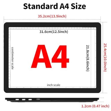 TOHETO Rechargeable A4 Light Board with Stand, Super Bright Magnetic Light Pad with Side Buttons, Wireless Light Box for Tracing and Drawing, Cordless LED Light Table for Diamond Painting, Sketching - Image 5