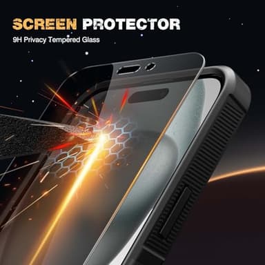 Diaclara Designed for iPhone 15 Case, [with Privacy Screen Protector] [Anti Spy] [Military Grade Drop Protection] Heavy Duty Full-Body Shockproof Phone Case, Black - Image 4