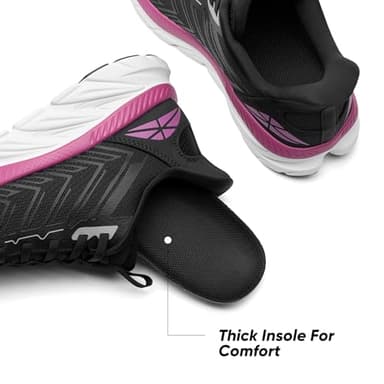 ALLSWIFIT Women's Slip On Walking Shoes Running Comfortable Tennis Breathable Non Slip Athletic Gym Workout Cross Training Fashion Sneakers,Size 7.5,Black/Fuchsia,SARR034W - Image 6