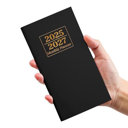 Pocket Calendar 2025-2027 for Purse, Two Year Monthly Planner Pocket Size, Jul 2025 to Jun 2027 Monthly Planner Small Size (6.5" x 3.5")-Black - Image 1