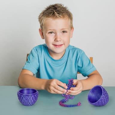 Dragon Eggs with Dragon Inside, 3D Printed Surprise Funny Gifts for Kids, Articulated Dragon Fidget Toys for Adults, Executive Desk Toys Office Room Décor (Shiny Purple, M-Size) - Image 7