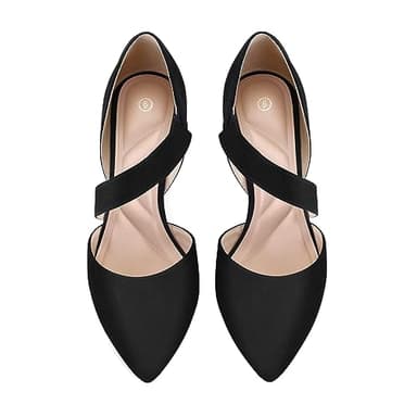 mysoft Women's Pointed Toe Low Stiletto Heel Dress Pumps Shoes - Available in Wide Sizes Black-Suede - Image 3