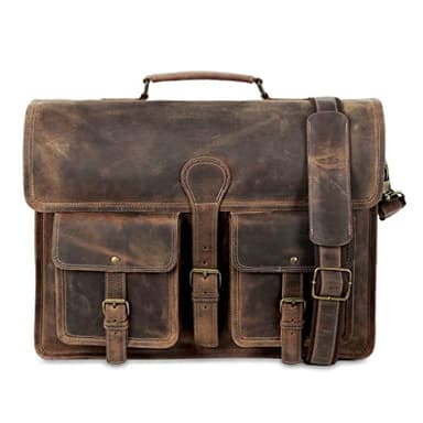 Leather briefcase 18 inch laptop messenger bag for men and women best satchel office bag - Image 6