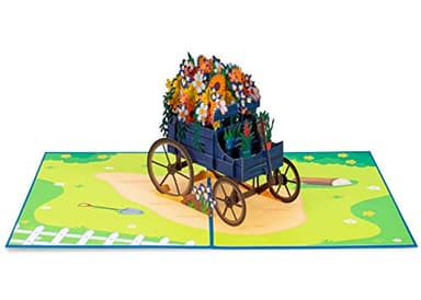 Paper Love 3D Flower Wagon Pop Up Card, Gift for Birthday, Wedding, Anniversary, Get Well, All Occasion or Just Because - 5" x 7" Cover - Includes Envelope and Note Tag - Image 3