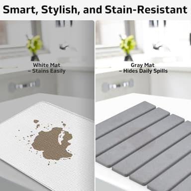 Stone Dish Drying Mat for Kitchen Counter – Collapsible 24"(L)×16 (W) Super Absorbent Diatomaceous Earth Dish Drying Mat, Grey Kitchen Counter Mats for Dishes ,Bottles, Cups, Match Any Countertop - Image 5
