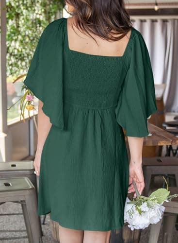 Dokotoo Fall Summer Dresses 2025 Fashion Casual Sexy V-Neck Womens Summer Dresses Beach Graduation Dress Short Wedding Guest Easter Dress Blackish Green - Image 4