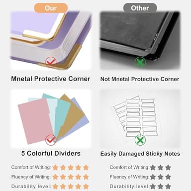 Hardcover Spiral Notebook with Tabs 8"x10" Large Spiral Lined Journals for Women with Dividers 240 Pages College Ruled Composition Notebook 5 Subject Notebook for Work, Back to School, Gifts, Purple - Image 2