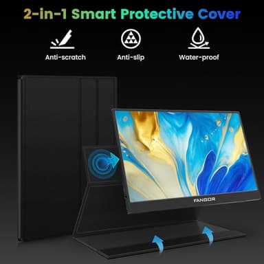 FANGOR Portable Monitor, 15.6" FHD 1080P Travel Monitor for Laptop, Ultra-Slim HDR IPS Computer Gaming Display, USB-C HDMI Screen Extender with Smart Cover for Laptop PC Phone Mac Xbox PS4/5 Switch - Image 7