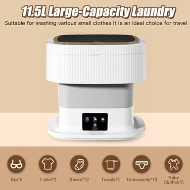 Portable Washing Machine, 11.5L Capacity Laundry Folding Washing Machine, Mini Washing Machine with 3 Wash Mode, Travel Washing Machine with Compact Design for Apartments, Travel, Dorms & Small Spaces - Image 4
