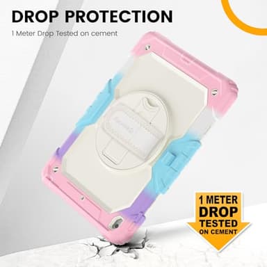 Timecity Case for iPad 9th/ 8th/ 7th Generation 10.2 inch - Heavy Duty Protective Cover with Screen Protector, Rotating Stand, Shoulder Strap & Pencil Holder | Kids-Friendly (Pink Camo) - Image 3