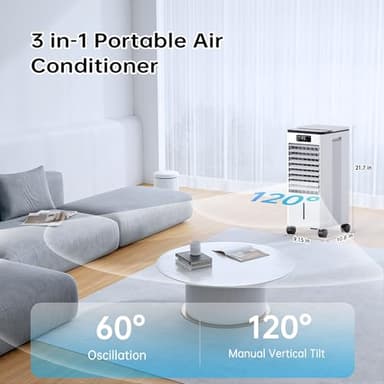 Feculs Portable Air Conditioners No Windows Needed, 3-IN-1 Swamp Cooler, Evaporative Air Cooler, 4 Modes & 3 Speeds, 2-Gal Water Tank for Long Cooling, Max 20 FT/S Remote Control, 12 Hours Timer - Image 2