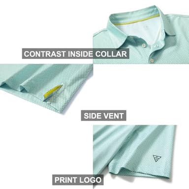 Men's Golf Shirts Dry Fit Short Sleeve Print Performance Moisture Wicking Patterned Polo Shirt for Men - Image 4