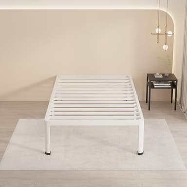 MAF 14 Inch Twin Metal Platform Bed Frame White with Round Corner Legs, 3000 LBS Heavy Duty Steel Slats Support, Noise Free, No Box Spring Needed, Easy Assembly - Image 8