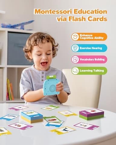 Talking Flash Cards for Toddlers 1 2 3 4 Year Olds, Montessori Language Learning with 224 Words, Pocket Speech Therapy and Autism Playthings, Children's Sensory Educational Device - Image 3
