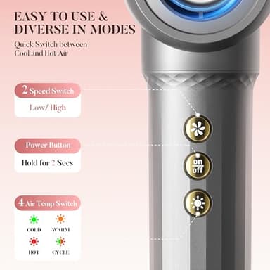 Easywave 7 in 1 Hair Styler & Hair Dryer Brush, 110,000 RPM High-Speed Blow Dryer with Negative Ions for Frizz-Free Styling Fast Drying Curling Volumizing Straightening, Hot Air Styler with Travel Bag - Image 8