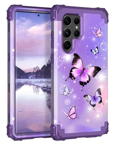 Rancase for Galaxy S23 Ultra 5G Case,Three Layer Heavy Duty Shockproof Full Boby Soft Silicone Rubber Bumper+Hard Plastic Hybrid Protective Case for Samsung Galaxy S23 Ultra 6.8 inch,Dull Purple - Image 1