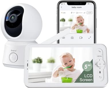 ARENTI Video Baby Monitor with Camera and Audio, 5-inch Smart Baby Camera Monitor with Free Phone App, 1080P, VOX, PTZ, One-Touch Call, Temp Sensor, Lullaby, Night Vision, Auto Tracking, 2-Way Talk - Image 1