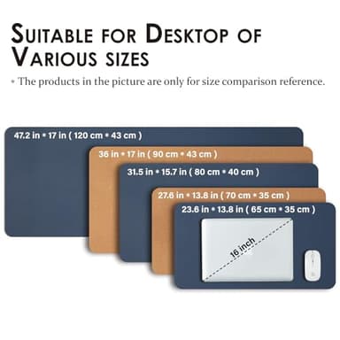 Large Cork Desk Mat - 47.2"x 17" Desk Pad for Office and Home - Ideal for Large Mouse Pad and Desk Mats on Top of Desks(Dark Blue) - Image 5