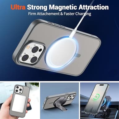 SUPFINE Magnetic for iPhone 14 Pro Max Case (Compatible with MagSafe) (Military Grade Drop Protection) Slim Translucent Matte Shockproof with Anti-Fingerprint Phone Case,Gray - Image 5
