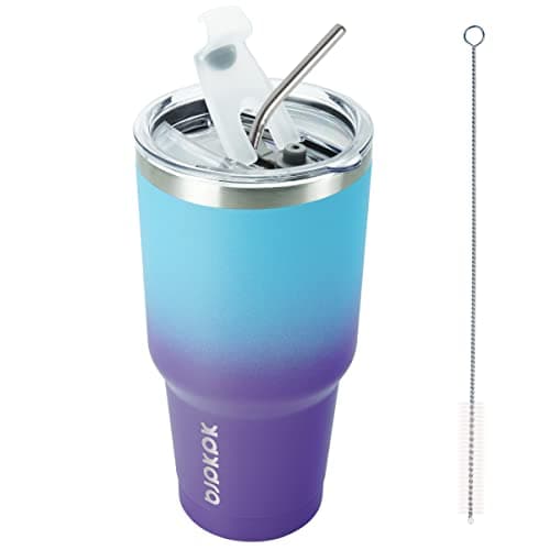 BJPKPK 30oz Color Block Tumbler With Lid And Straw,Stainless Steel Double Wall Vacuum Insulated Tumblers,Ocean Dream - Image 1