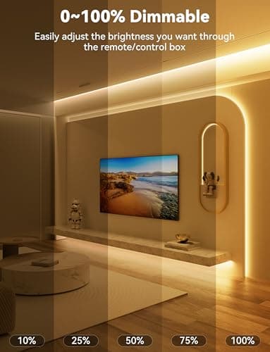 PAUTIX COB LED Strip Light 16.4ft,Engineering Level UL Listed Warm White 2700K,CRI93+ Super Bright High Lumen,Dimmable 24V Flexible LED Tape Light with RF Remote,for Cabinets,Home&Office DIY Lighting - Image 2