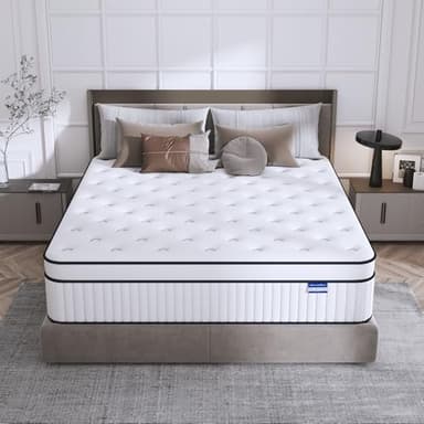 King Size Mattress, 12 Inch King Mattress in a Box, Medium Firm Hybrid Mattresses with Memory Foam and Pocket Springs, Pain & Pressure Relief, Strong Edge Support & Motion Isolation - Image 6