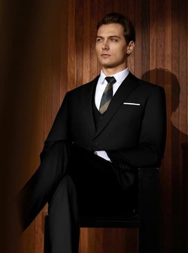 WULFUL Men’s Slim Fit Suit One Button 3-Piece Blazer Dress Business Wedding Party Jacket Vest & Pant Black - Image 8