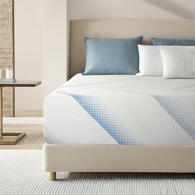 BreezeRest Queen Mattress Medium Firm 12 Inch Memory Foam Colchones Bed in a Box Cooling Gel Green Tea Queen Size Mattress with Breathable Soft Fabric Cover CertiPUR-US Pressure Relieving - Image 1