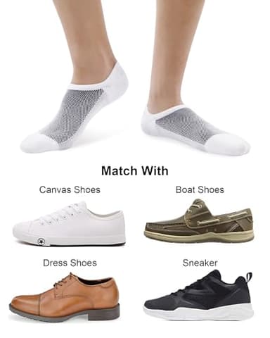 SIXDAYSOX Socks for Men No Show 8 Pairs Size 9-11 White Mesh Knit Low Cut Ankle Socks with Non Slip Grid for Flat Loafer Sneakers - Image 3