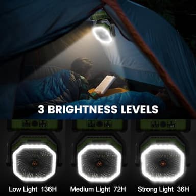 Odoland 30000mAh Camping Fan with LED Lantern, Rechargeable Battery Operated Oscillating with Remote Hook, Portable Tent Fan with Timer, 4 Speeds for Outdoor RV Jobsite Power Outage, Green - Image 3