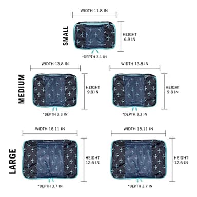 TravelWise Packing Cubes, Navy Airplanes, Set (5262367) - Image 3