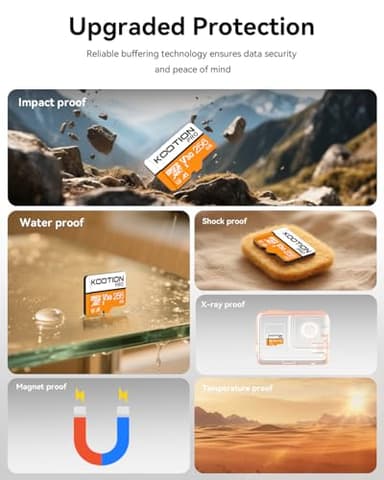 KOOTION Micro SD Card 256GB U3 TF Card with Adapter, V30, A1, Full HD, 4K UHD, UHS-I microSDXC Flash Memory Card for Smartphone - Image 7