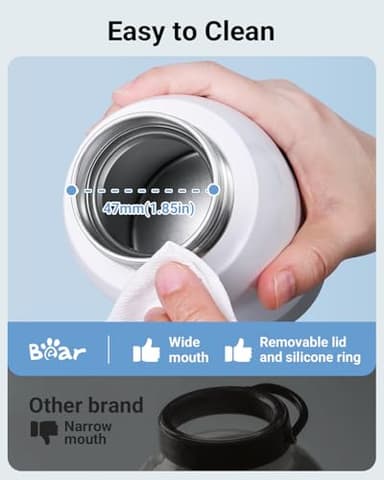 Bear Portable Bottle Warmer for Travel, Milk Warmer for Breastmilk Formula, 17oz Large Capacity Water Warmer with Precise Temp Control, Fast Heating&Long Battery for Travel Car Airplane - Image 8