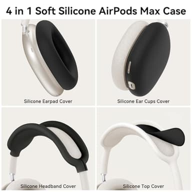 Silicone Case Cover for AirPods Max Headphones, Ear Pad Case Cover/Ear Cups Cover/Headband Cover for AirPod Max (USB-C/Lightning)(2024/2020),Accessories Silicone Protector for Apple AirPods Max, Black - Image 3