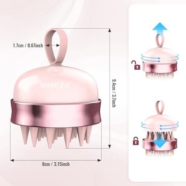 SHINLEA 2 in 1 Scalp Massager Hair Growth,Scalp Scrubber with Soft Silicone Bristles for Dandruff Removal,Shampoo Brush for Exfoliation,Head Massager for Both Wet and Dry Use (Pink) - Image 5