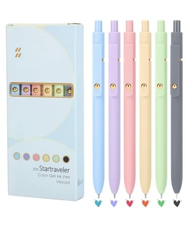 FIOVER Colorful Gel Pens - 6Pcs 0.7mm Multi-Colored Pens, Smooth Writing Coloring Journaling Supplies for Note Taking, Cute Aesthetic Office School Supplies(6Pcs-Morandi Colorful) - Image 1