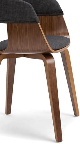 SIMPLIHOME Lowell Dining Chairs - Upholstered Walnut Finish Bentwood Frame and Linen-Style Fabric Kitchen Chair in Charcoal Grey, Modern Dining Room Seating with Curved Back and Padded Seat - Image 5