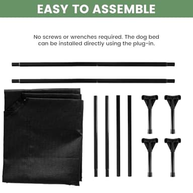 PVY Elevated Dog Bed for Outdoor, Large Raised Dog Cot with Washable Mesh, Cooling Pet Cot Chew Proof for Outside Camping, 42"x30" Black - Image 4