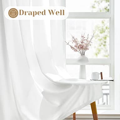 HOMEIDEAS Non-See-Through White Privacy Sheer Curtains 52 X 84 Inches Long 2 Panels Sheer Curtains Light Filtering Window Curtains Drapes for Bedroom Living Room - Image 6