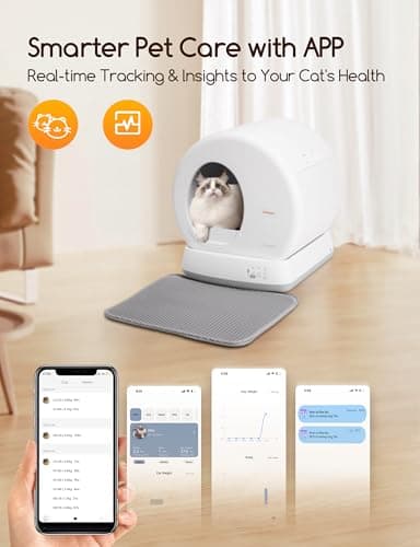 MeoWant Self-Cleaning Cat Litter Box, Integrated Safety Protection Automatic Cat Litter Box for Multi Cats, Extra Large/Odor Removal/APP Control Smart Cat Litter Box with Mat & Liner - Image 4