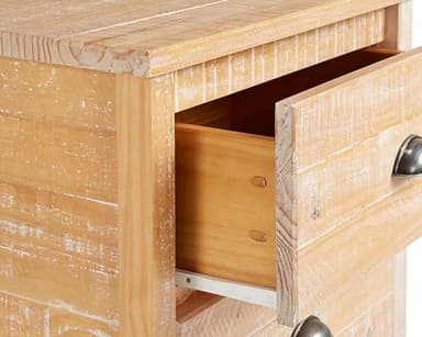 Camaflexi Baja Night Stand / 2 Drawer / Solid Wood / Rustic Bedside Table for Bedroom, Living Room, Sofa Couch, Hall / Metal Drawer Pulls, Barnwood Finish, Brown - Image 7