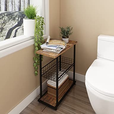 PROXRACER Side Table, 3-Tier End Table, Narrow Sofa Table Bedside Table, Small Nightstand with Storage Shelf for Living Room, Study, Bedroom, Rustic Brown - Image 6