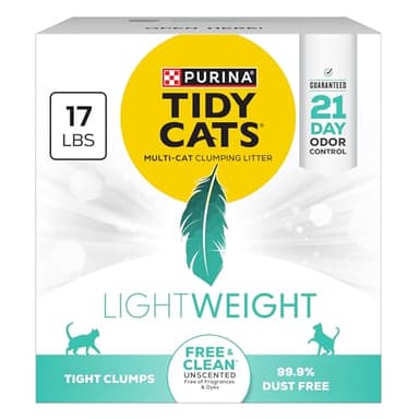 Purina Tidy Cats LightWeight Free and Clean Unscented, Multi-Cat, Clumping, 99.9 Percent Dust Free Cat Litter - 17 lb. Box - Image 1